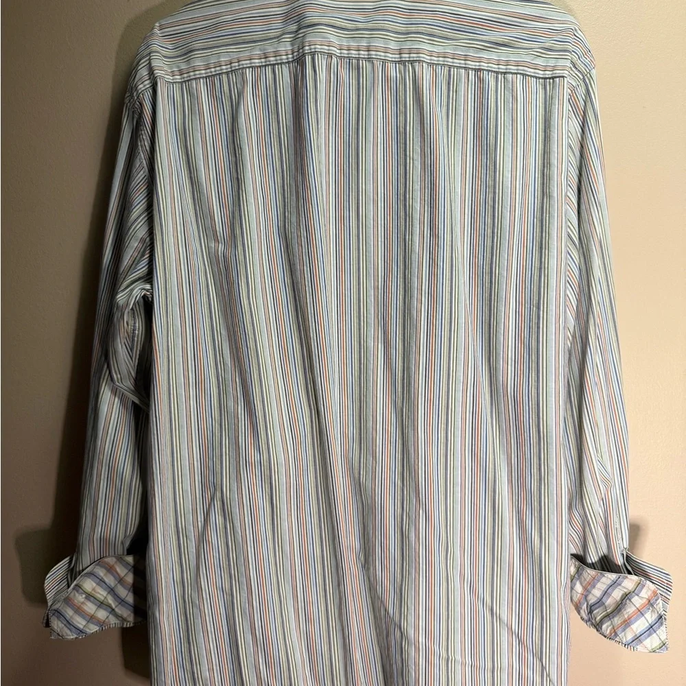Vintage Robert Graham R&G Stripe Button Shirt L Multi Color Y2K Cotton - Picture 2 of 8